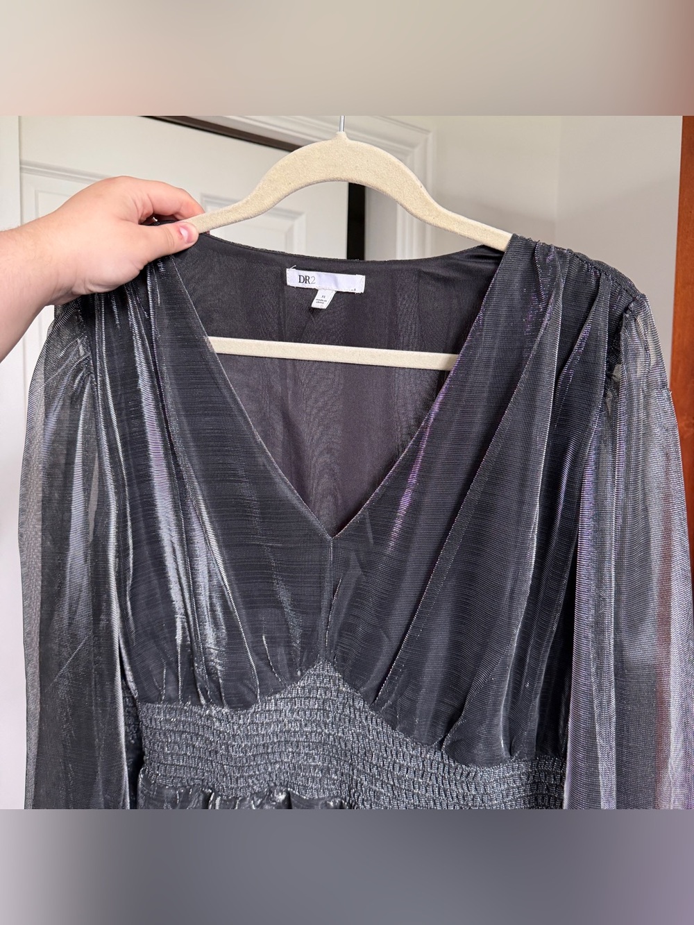 DR2 Silver Blouse Long Sleeve Top XL Whimsigoth - Picture 12 of 15